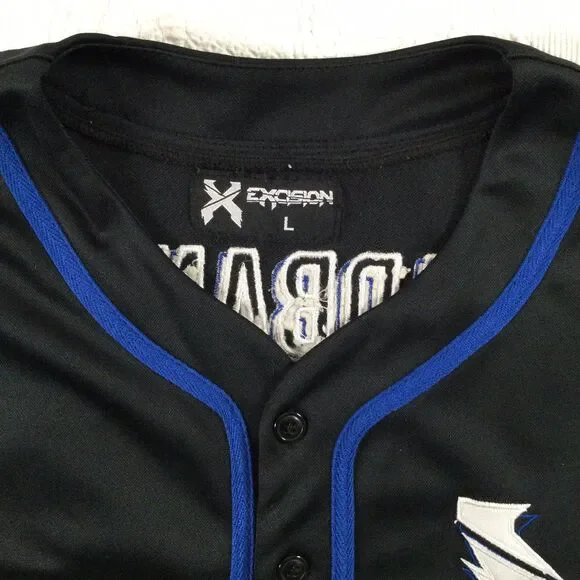 Excision X Headbanger DJ EDM Rave Blue Black Baseball Jersey Mens Large Party - Picture 5 of 8